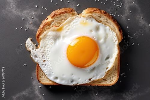 top view fried egg on a piece of toast 