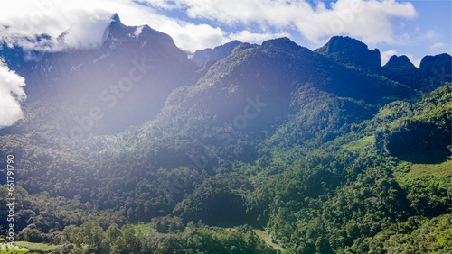 Doi Luang Chiang Dao mountain hills in Chiang Mai, Thailand. Nature landscape in travel trips and vacations. Doi Lhung Chiang Dao Viewpoint photo