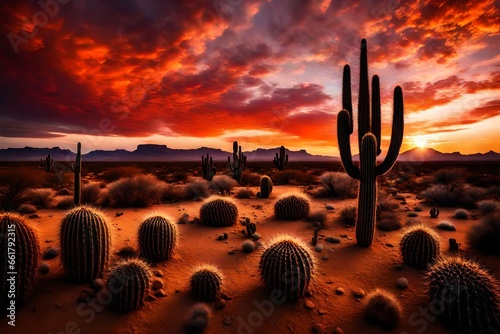 cactus at sunset4k HD quality photo.