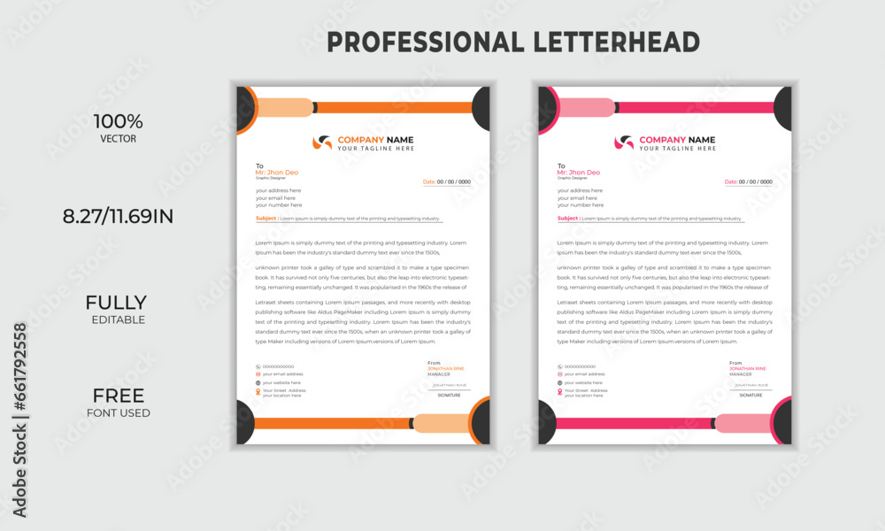 modern creative simple & clean letterhead design
