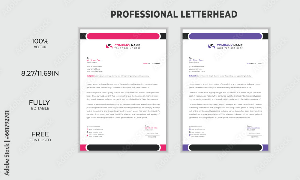 clean & simple minimalist business letterhead design