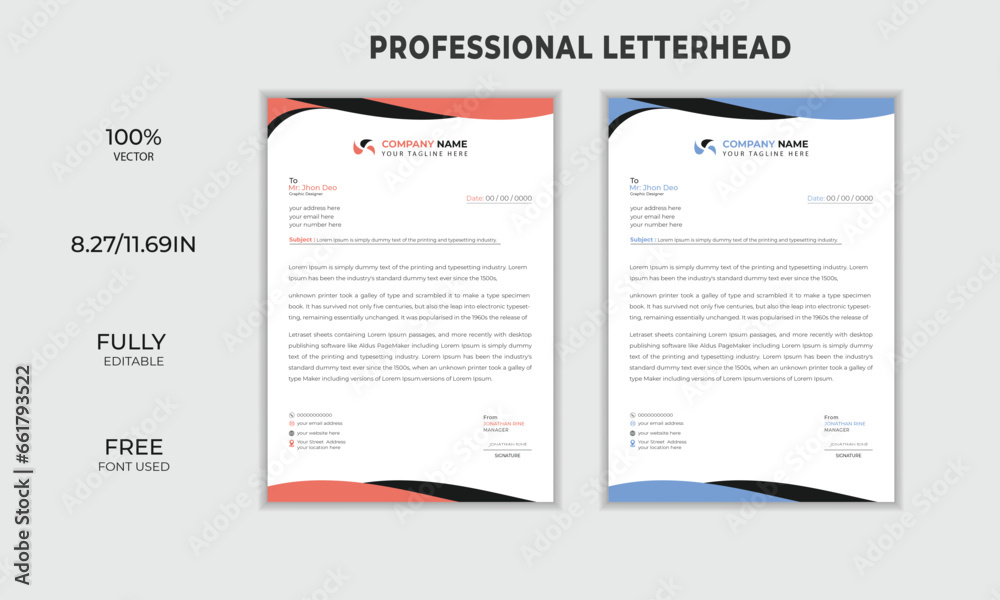 Obraz premium eye-caching high quality letterhead design template