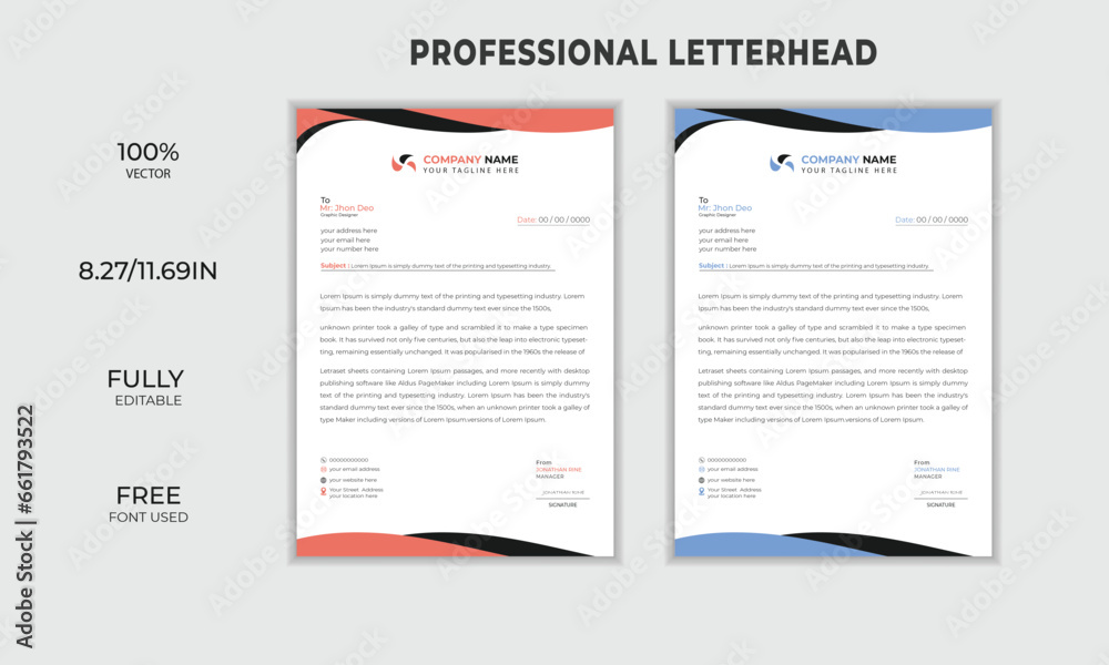 eye-caching high quality letterhead design template