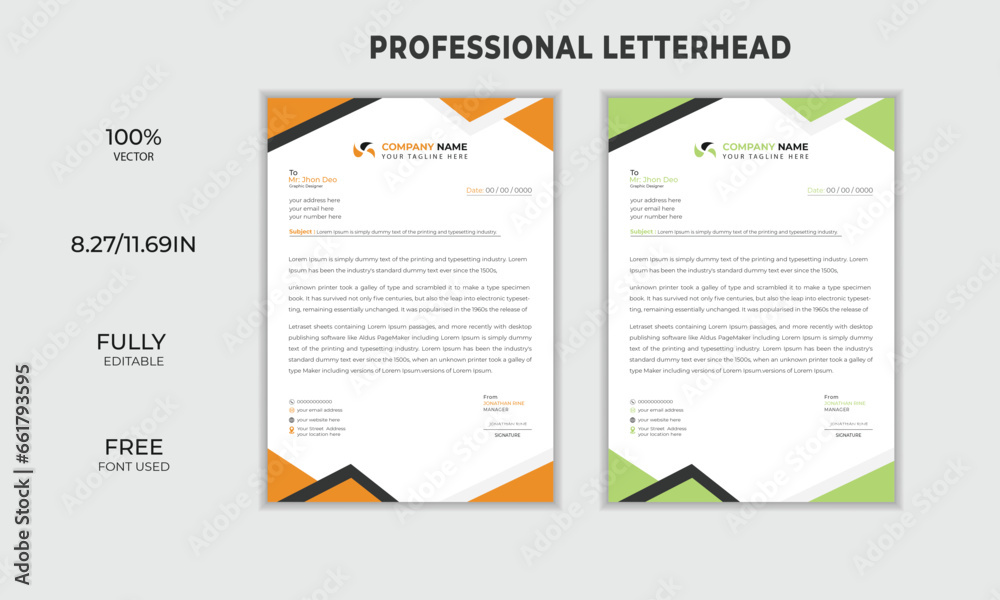 minimalist corporate high quality business letterhead design template