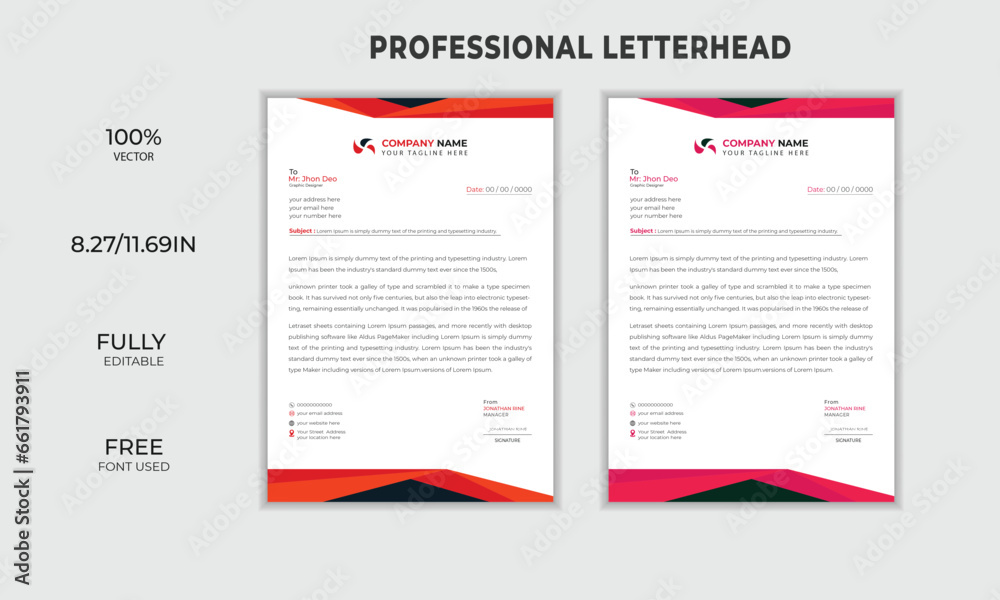 Modern abstract minimalist clean letterhead design