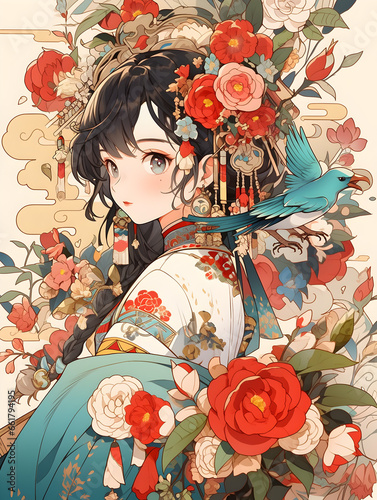 Chinese Anime Artwork of a Girl in Chinese Han Clothing