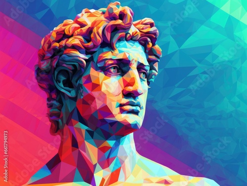 pixel art 8 bit style 3D of Ancient Greek statue 3D of Michelangelo's David