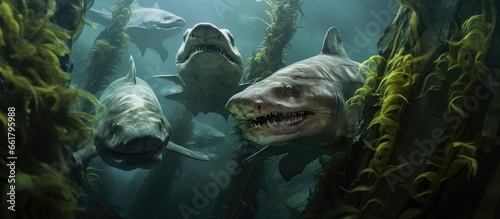 Shark species found in kelp forest With copyspace for text