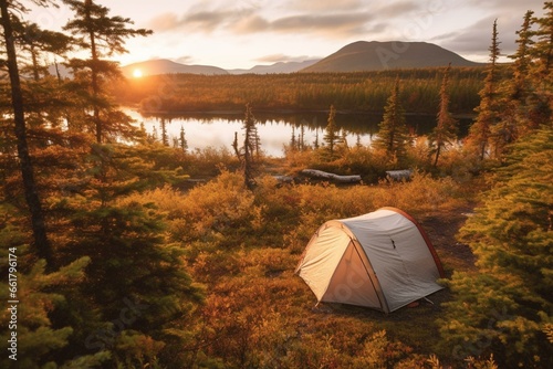 connecting with nature: camping in the heart of the wilderness. Generative AI