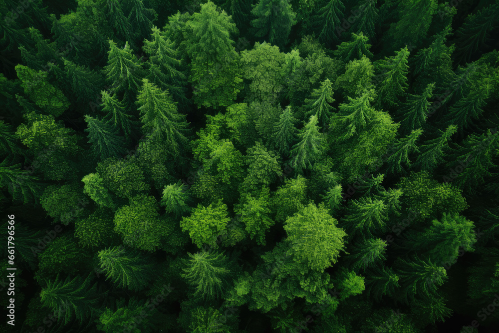 Top view of green forest