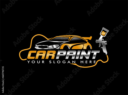 car paint logo illustration graphic vector of auto car painting with spray gun logo design template