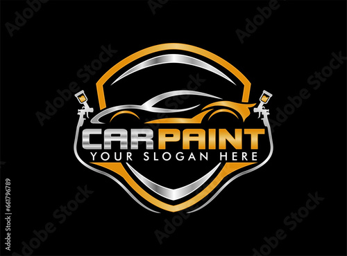 car paint logo illustration graphic vector of auto car painting with spray gun logo design template