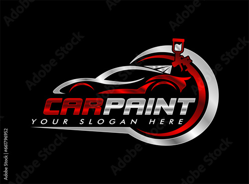 car paint logo illustration graphic vector of auto car painting with spray gun logo design template