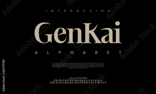 Genkai creative modern urban alphabet font. Digital abstract moslem, futuristic, fashion, sport, minimal technology typography. Simple numeric vector illustration