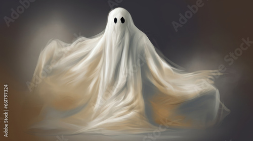 illustration of a ghost in light gray tones