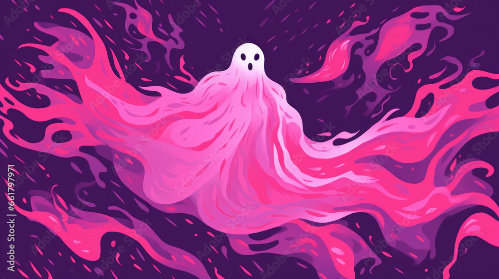 illustration of a ghost in fuchsia tones illustration of a ghost in fuchsia tones