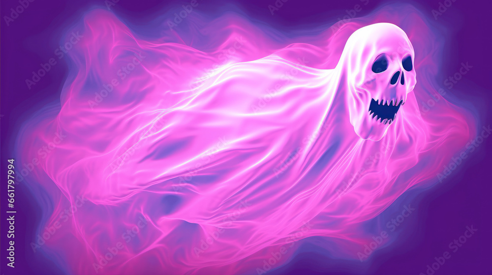 illustration of a ghost in magenta tones illustration of a ghost in magenta tones