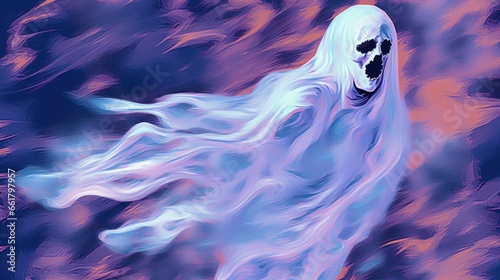 illustration of a ghost in violet tones