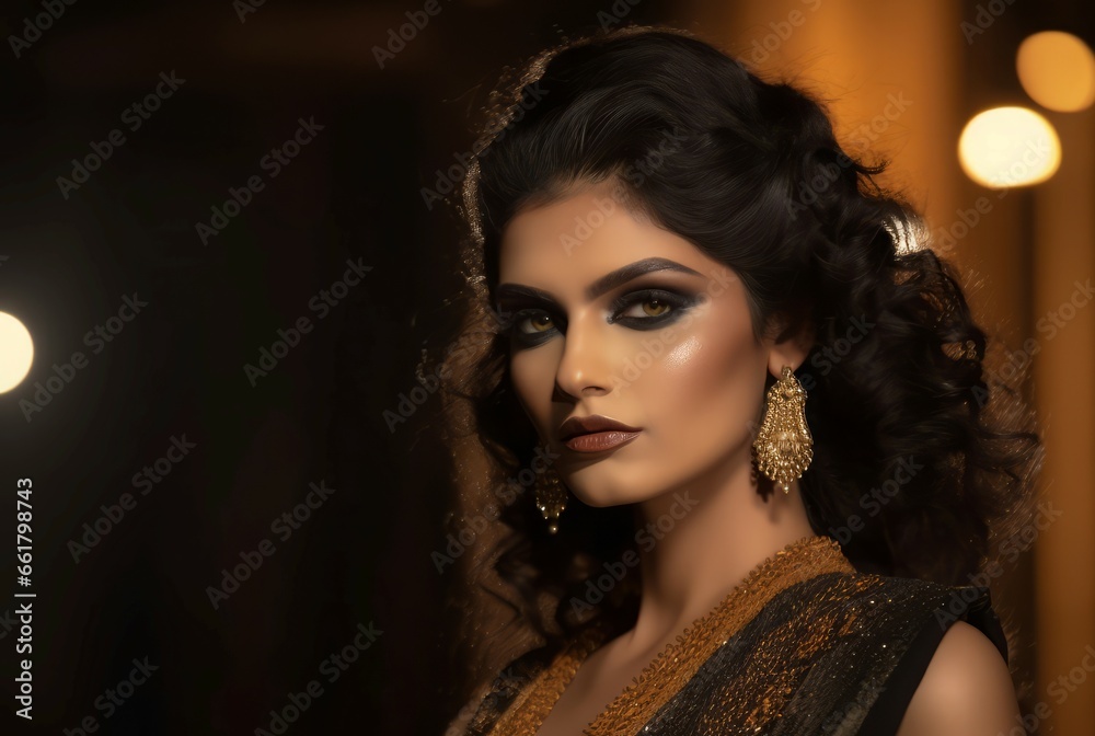 High fashion female model. Glamourous brunette woman with professional makeup. Generate ai High fashion female model. Glamourous brunette woman with professional makeup. Generate ai