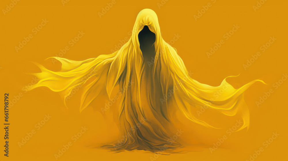 illustration of a ghost in dark yellow tones illustration of a ghost in dark yellow tones