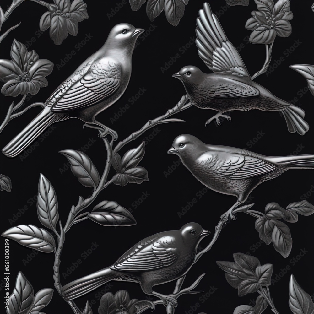 Elegant birds in silver. Perfect for fantasy, high fantasy, book covers, cards, invitations, games and more.	