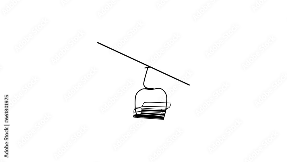 Fototapeta premium Ski lift black isolated silhouette