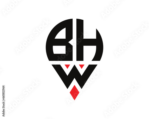 Free Download BHW letter location shape logo design. BHW letter location logo simple design. - GFXLoad