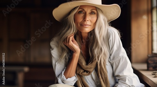 elderly woman in stylish clothes. Old age and pension. Lifestyle.