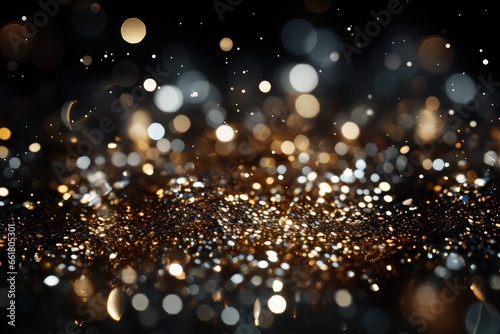 glitter vintage lights background. gold and black. de-focused. Silver Glitter Background for Christmas or Special Occasion