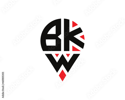 Free Download BKW letter location shape logo design. BKW letter location logo simple design. - GFXLoad