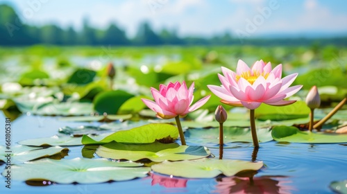 Calm And Serene Lotus Flower In Bloom