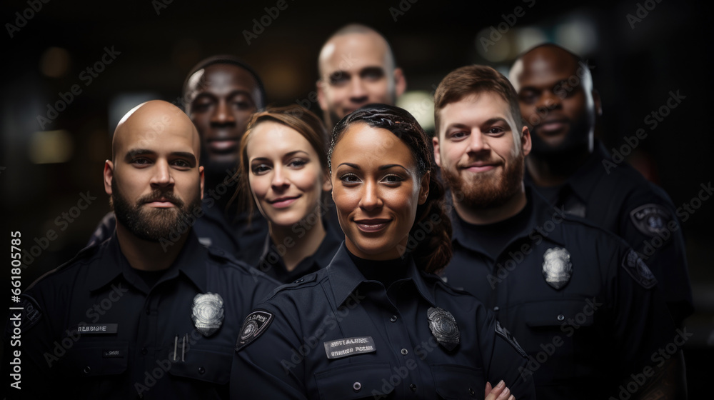 Diverse Group Of Police Officers. Сoncept Nature Landscapes, Food Styling, Abstract Art, Professional Headshots - obrazy, fototapety, plakaty 