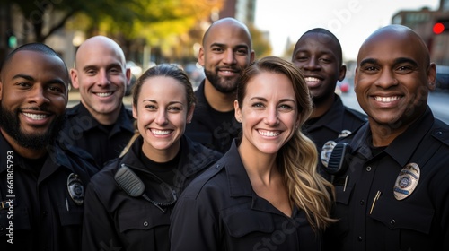 Diverse Group Of Police Officers. Сoncept Fine Art Landscapes, Pet Portraits, Urban Street Photography, Candid Wedding Moments, Nature Macro Photography photo