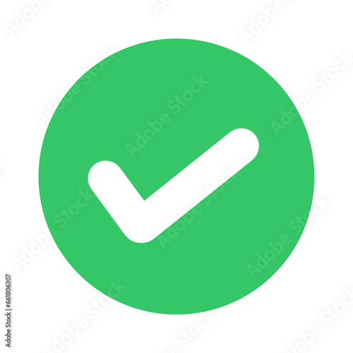 check mark button tick yes button vector illustration round green background