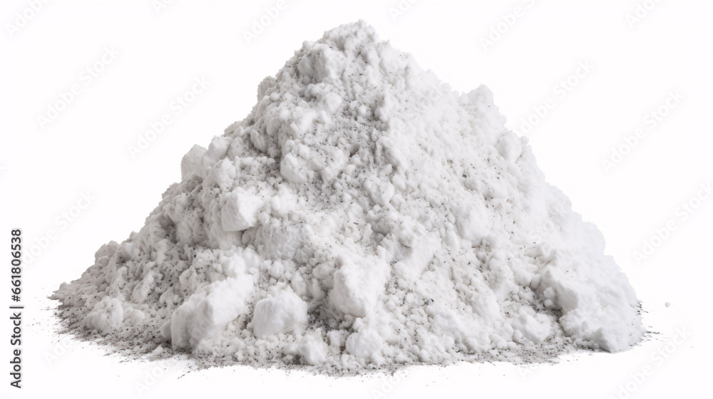 A huge mound of snowflakes lay isolated on a pristine background. A huge mound of snowflakes lay isolated on a pristine background.