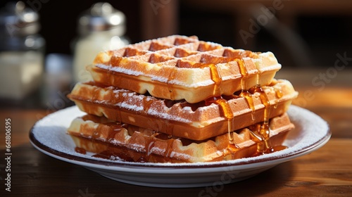 Sugar Waffles From Belgium. Сoncept Belgian Chocolate, Authentic Gaufres, Delicious Toppings, Sweet Treats