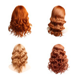 One Hair Wig - Ginger Color Isolated on Transparent or White Background, PNG