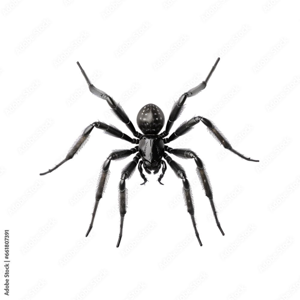 Fototapeta premium Regular Black Spider Template Isolated on Transparent or White Background, PNG