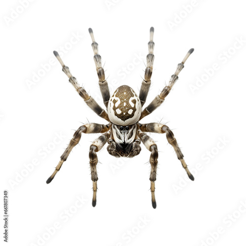 Spider Viewed from Above Isolated on Transparent or White Background, PNG