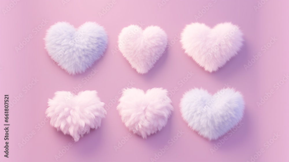 A collection of serene, feathery heart-shapes is presented.