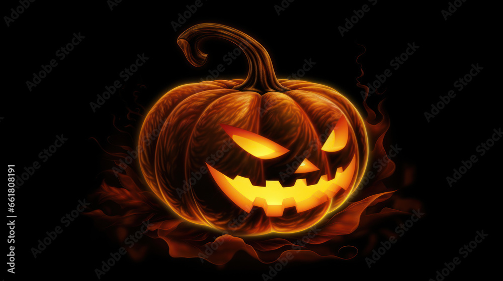 Illustration of a Halloween pumpkin in light black tones.