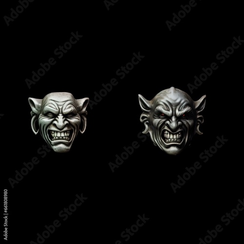 Ferocious demons in silver. Perfect for fantasy, high fantasy, book covers, cards, invitations, games and more. 