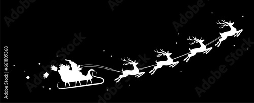 christmas Santa Claus with his sled and reindeer