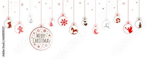 hanging baubles with christmas icons and greetings