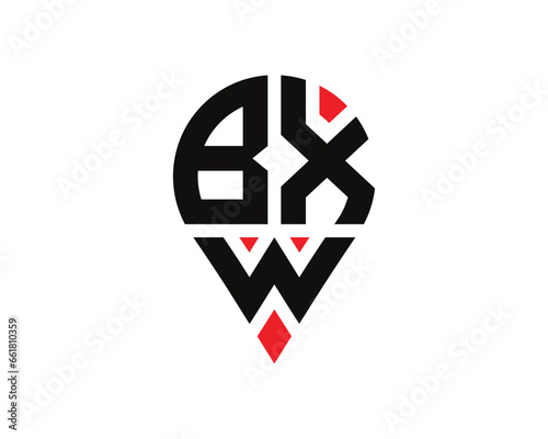 Free Download BXW letter location shape logo design. BXW letter location logo simple design.1 - GFXLoad