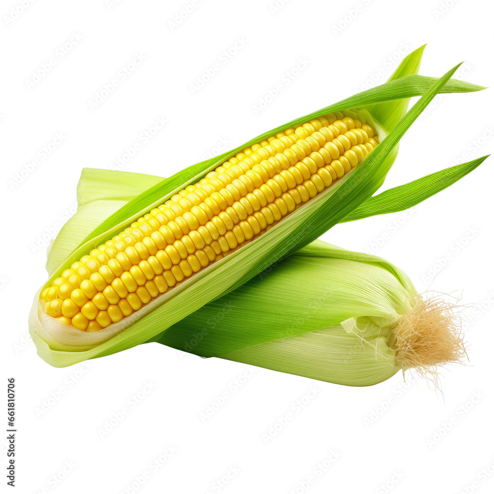 Fresh sweet corn isolated on a transparent background Fresh sweet corn isolated on a transparent background
