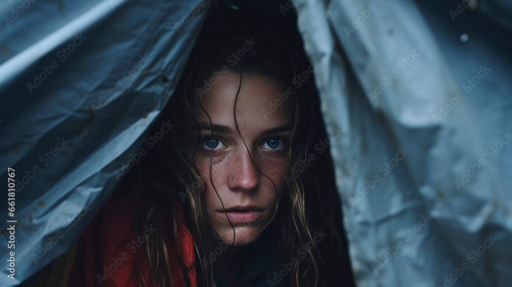 Sheltered Souls: Candid Image of Urban Tent Survival, Generative AI Sheltered Souls: Candid Image of Urban Tent Survival, Generative AI