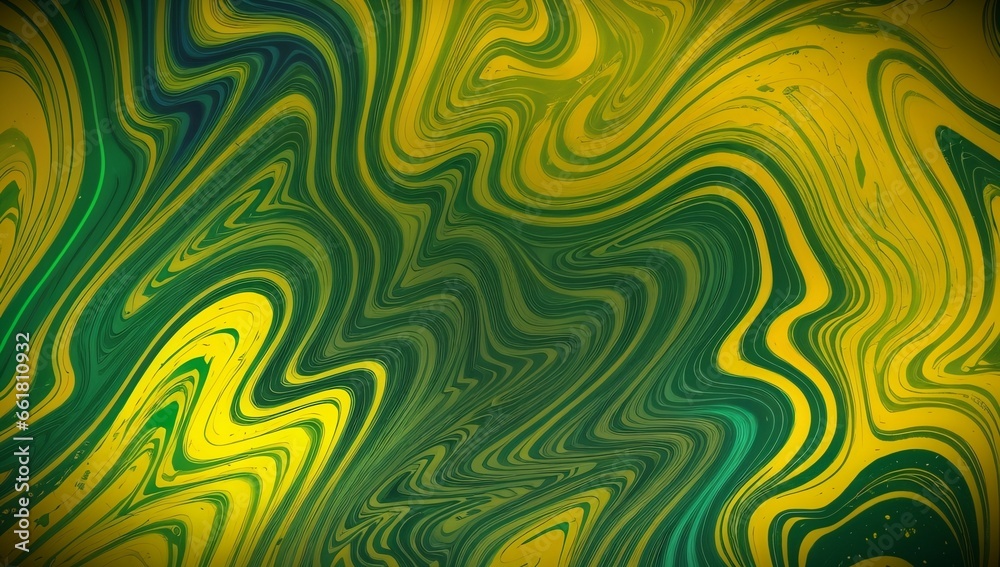 (4K) Abstract Oil Surface texture wallpaper/background, Green, Yellow & Black , AI