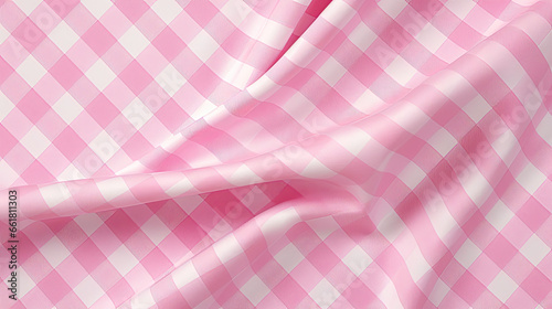 pink checkered background, fabric texture 