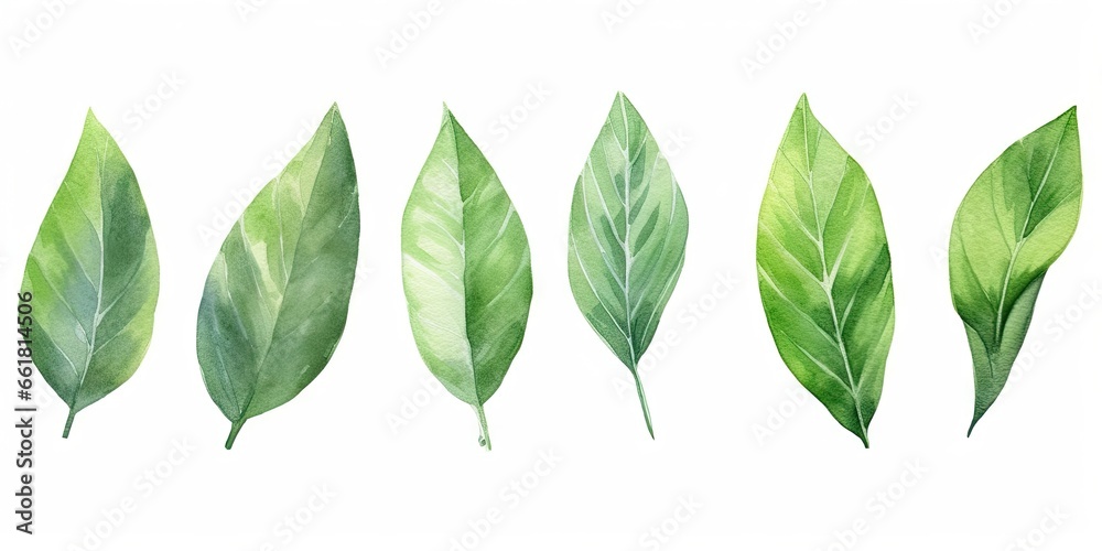 Lush green leaves. Natural beauty in spring. Botanical elegance. Leaf in summer. Close up of fresh foliage in great outdoors. Illustration of bright elements - obrazy, fototapety, plakaty 